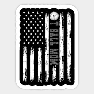 T-BALL MOM WHITE AMERICAN FLAG MONO Sticker